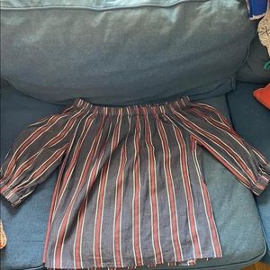 Stripe shirt off shoulder